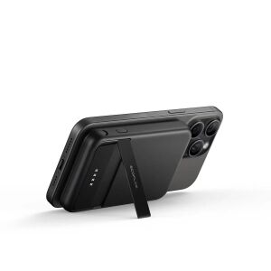 EcoFlow Rapid MagSafe Qi2 външна батерия прикрепена към телефон с вградена стойка - Външна батерия и Powerbank