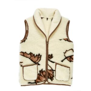 L Como Merinó Gyapjú Mellény - Levél Mintás, Természetes