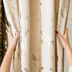 MARMA Krém Színű Függöny Arany Mintával - 140x250 cm 138570869 - Függöny