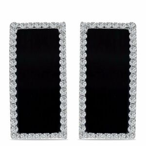 Arannyal Bevont Ezüst Fülbevaló - Fekete Onix és Fehér Topáz 138579303 - Női fülbevaló