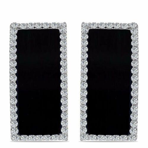 Arannyal Bevont Ezüst Fülbevaló - Fekete Onix és Fehér Topáz 138579303