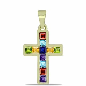 Arannyal Bevont Ezüst Kereszt Medál - Szivárvány Zafír 138579316 - Női kiegészítő