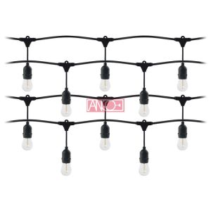 Kültéri E27 LED Fényfüzér - 20 méter, IP44, Meleg Fehér