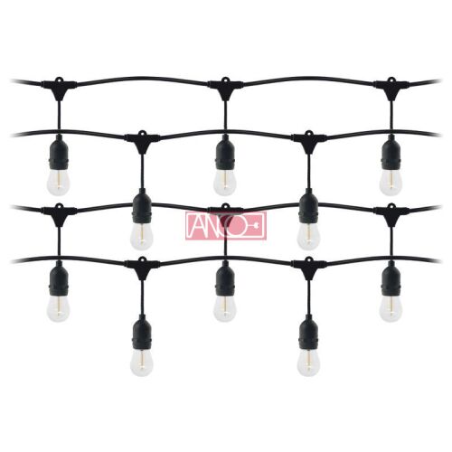 Kültéri E27 LED Fényfüzér - 20 méter, IP44, Meleg Fehér 138579497