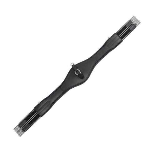 Equestro Formázott heveder lovaknak, fekete bőr, rugalmas pántokkal és rozsdamentes acél csatokkal