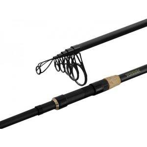 Delphin Torrax 390cm teleszkópos horgászbot gyűrűinek és orsótartójának közeli képe. - Teleszkópos bot