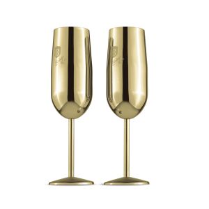 Berlinger Haus BH-8663 Leonardo Collection champagne gold metal champagne glasses set, two glasses - Glass