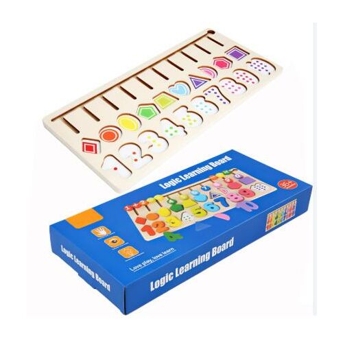 Fa Logikai Tábla fa logikai fejlesztő tábla kisgyermekeknek, oktató játék formákkal és számokkal
