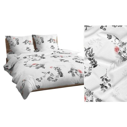 Pamut Díszpárnahuzat - 40x40 cm, Fehér Grafit Levelek és Virágok 138591700