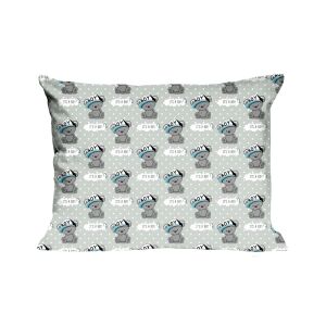 Mackós Pamut Párnahuzat Gyerekeknek - 40x40 cm, Szürke-Kék 140438684 - Dekoráció