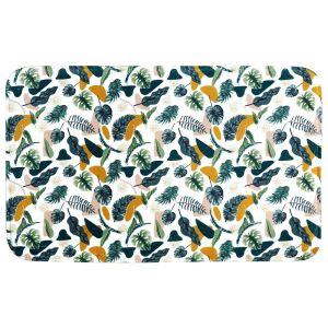 Home Nature Lábtörlő - Zöld Levelek Mintázat, 45x70 cm