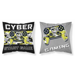 Gamer Gyerek Párnahuzat - 40x40 cm, Szürke-Fekete Kontroller Minta 138592129 - Párnahuzat