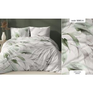 Szatén Párnahuzat 40x40 - Fehér, Zöld Levélmintás, Cipzáras