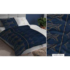 KARO Szatén Párnahuzat - 40x40 cm, Sötétkék Geometrikus