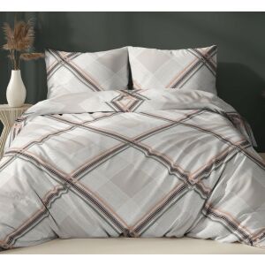 Szatén Párnahuzat - 50x60 cm, Bézs Kockás