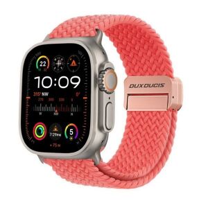 Apple Watch 4-6, SE, SE (2022) (38 / 40 mm) / Watch 7-9 (41 mm) / Watch 10 (42 mm), textíl pótszíj, állítható, mágneses zár, Dux Ducis Mixture Pro, rózsaszín
