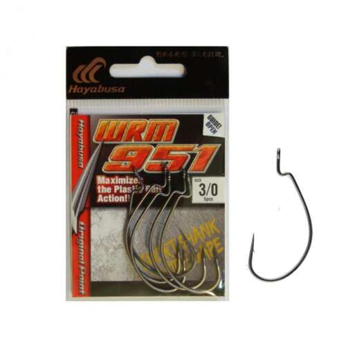 Hayabusa WRM951 3/0 Offset Worm Hooks, 6 Pack