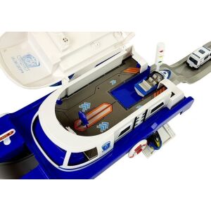 Navă de transport a poliției, jucărie cu mașini, sunete și lumini - Vedere de sus - Lean Toys