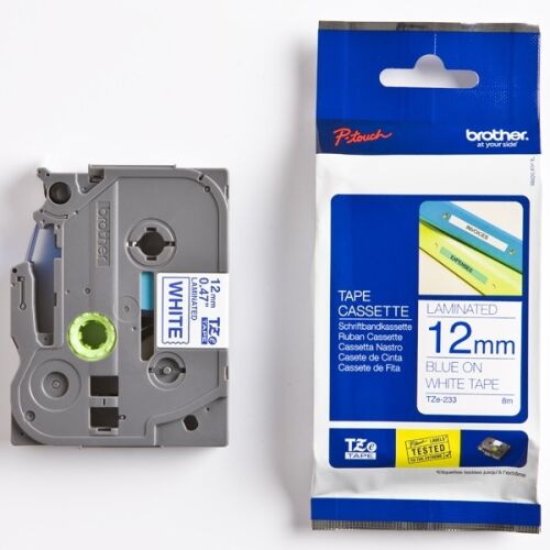 Brother TZe-233 Laminált Szalag - 12mm x 8m, Kék/Fehér 141230943