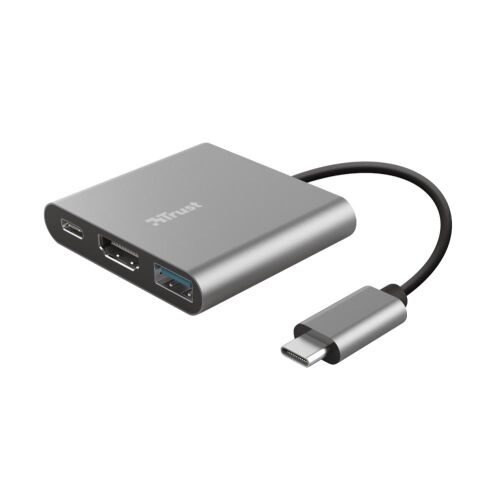 Stație de andocare multiport USB-C Trust Dalyx 3 în 1, gri