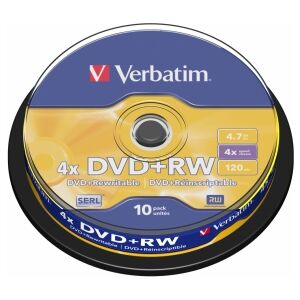 Matricas DVD+RW SERL Verbatim 4.7GB 4x 10 Pack Spindle 138642778 - Telewizja i rozrywka