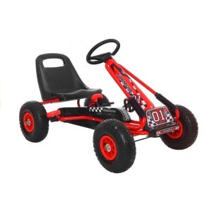 A-15 GO KART Piros, rotes Pedal-Go-Kart für Kinder, schräge Ansicht - Go-Karts