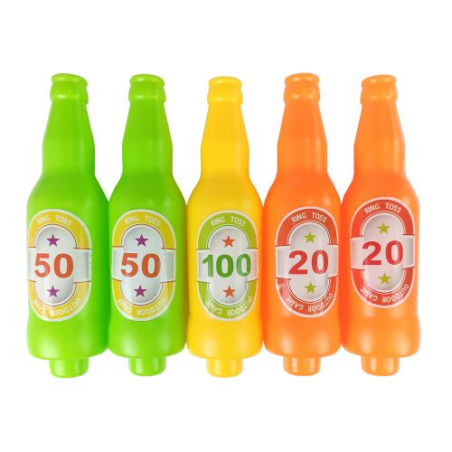 Aruncarea unui cerc de handbal, sticle colorate, puncte