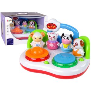 Zenei DJ Pult Zabawka dla dzieci z figurkami zwierząt, światłami i dźwiękami, rozpakowana - Lean Toys Gra na instrumencie muzycznym