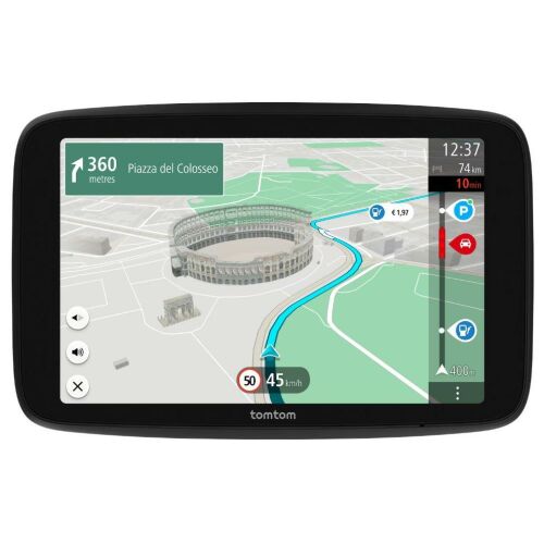 TomTom GO Superior 7 hüvelykes GPS navigációs rendszer, amely a Colosseum útvonalát mutatja - TomTom