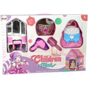 Hercegnő Szépségszalon Játszósátor - Rózsaszín, Koronával és Kiegészítőkkel