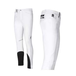 Equiline Racky férfi lovaglónadrág, fehér, fekete betétekkel, lovagláshoz - Lovaglónadrág