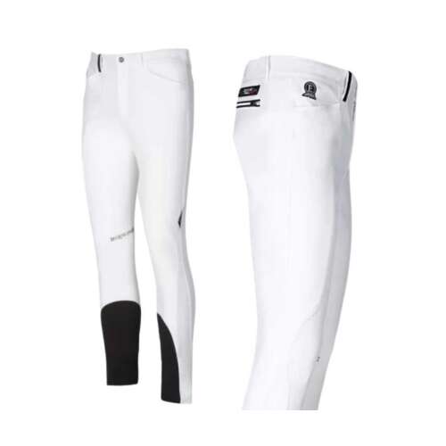 Equiline Racky férfi lovaglónadrág, fehér, fekete betétekkel, lovagláshoz