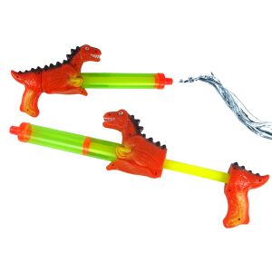 Vízipisztoly 40 cm Dinoszaurusz Piros Kert Wasserpistole in Aktion, spritzt Wasser. - Pools und Strandspielzeug