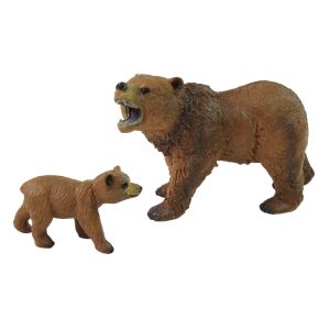 Grizzly Medve Figura Szett - 2 db, Élethű Kölyökkel 140790815 - Lean Toys