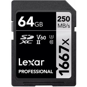 Lexar Professional 1667x SDXC 64GB - 250MB/s U3 V60 Memóriakártya 140656130 - Lexar