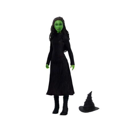 Păpușa Mattel Wicked Elphaba cu pălărie detașabilă, în picioare