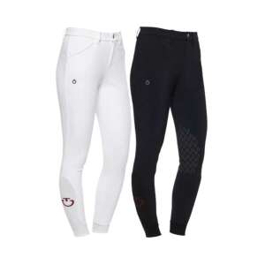 Cavalleria Toscana Gyermek Lovaglónadrág, Fehér és Fekete, Térdvédővel - Lovaglónadrág