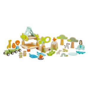 Sevi Szafari Fa Építőjáték - Állatokkal és Felfedezőkkel