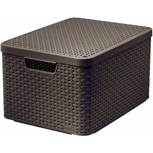 Curver Style L brown plastic storage box with lid, 30 liter capacity