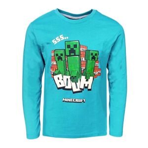 Tricou cu mânecă lungă Minecraft Creeper Boom albastru pentru copii - Minecraft Tricouri cu mânecă lungă pentru copii