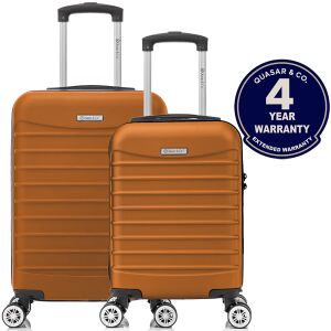 Kabinbőrönd szett repülőre, kézipoggyász 55x36x20 cm és 40x30x20 cm, LINE modell Quasar & Co., ABS 2.8 mm, lopásgátló cipzár, számzár, teleszkópos fogantyú, 4 dupla csendes kerék 360°, 10 kg-ig, repülős bőrönd, Teve 142472778 - Öltözködés kiegészítő