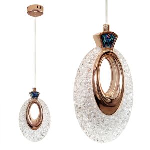 LAMPA WISZĄCA KRYSZTAŁOWA LED LHJ109-1CP JASNE RÓŻOWE ZŁOTO 138671037 - Lampy i oświetlenie