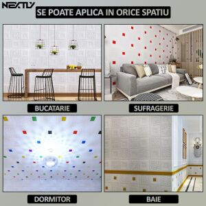 NEXTLY 3D Öntapadós Tapéta - 20 db, Vízálló, Krém