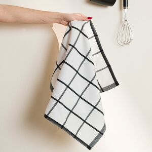 Fekete Kockás Konyharuha - 50x70 cm, Elegáns Design