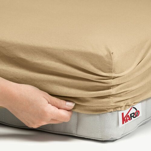 KARO Jersey Gumis Lepedő - 70x140 cm - Bézs 138672420