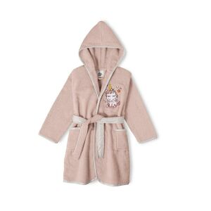 Pamut Frottír Gyermek Fürdőköpeny - 2-4 éves, Púderrózsaszín, Kapucnis