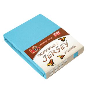 KARO Jersey Gumis Lepedő - 60x120 cm, Türkiz