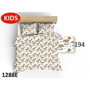 Pamut ágyneműhuzat szett - 140x200 cm, Hintaló és virág minta