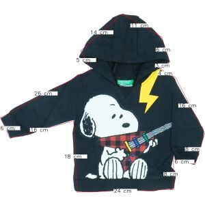 Benetton Fiú Kapucnis Pulóver - Snoopy Mintás, Fekete - 68-as Méret 140754989 - Gyerek pulóver