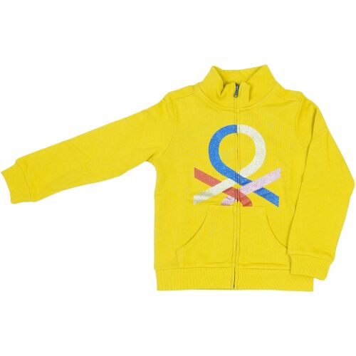 Benetton Csillogó Mintás Lány Pulóver - Sárga, 110-es Méret